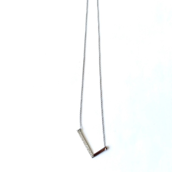 🌸Necklace🌸 L shape 925 sterling silver CZ necklace - Picture 3 of 12